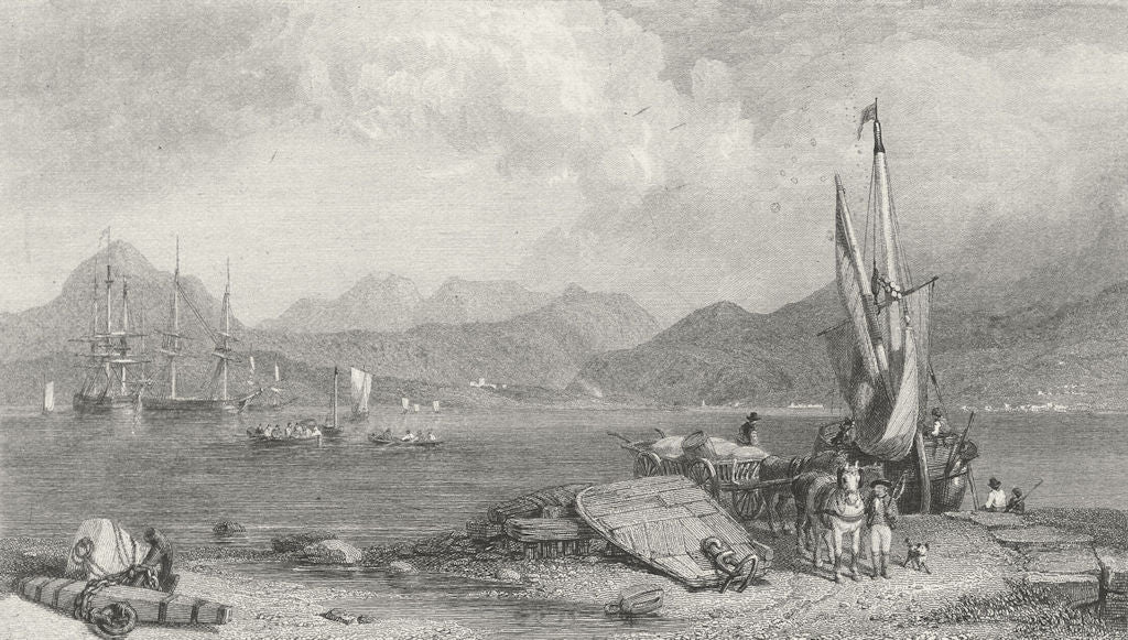 CLYDE. River below Greenock Roseneath & gair Loch c1835 old antique print